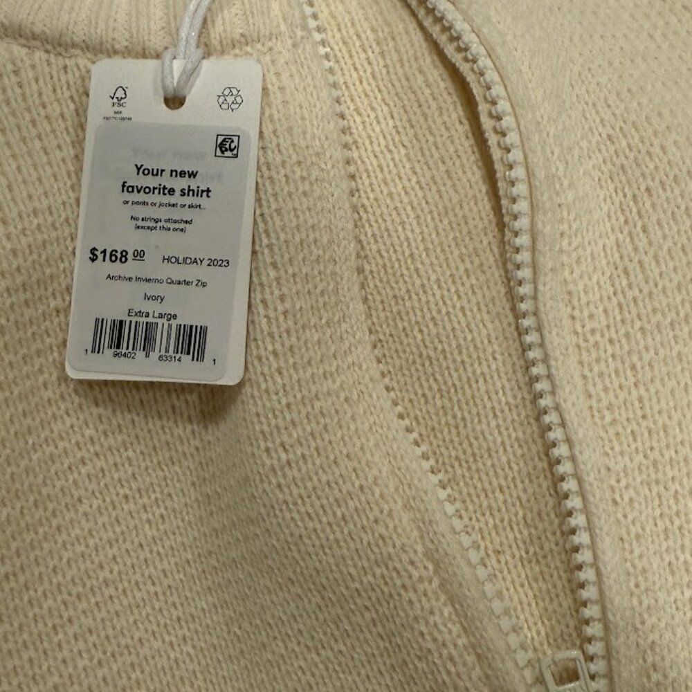 NWT Marine Layer Archive Sweater Womens Size XL Ivory Archive Invierno 1/4 Zip - Picture 7 of 7